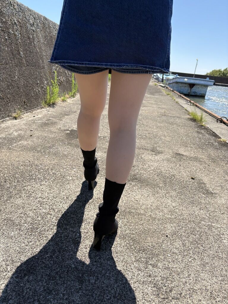 海辺でパンスト❤️