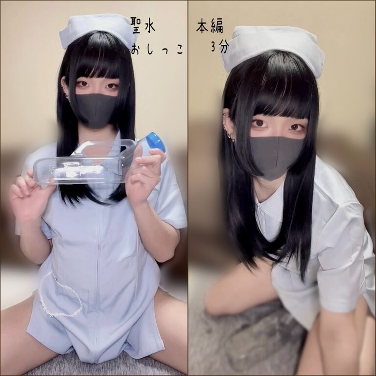 【聖水】ナース女装が聖水出す
