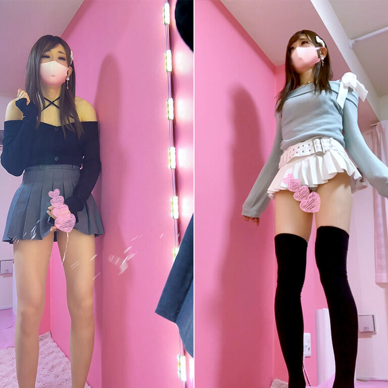 ペニクリが大っきくてスカートからはみ出て上下に揺れる巨根！抑えきれず大量噴射❤️[F-06]