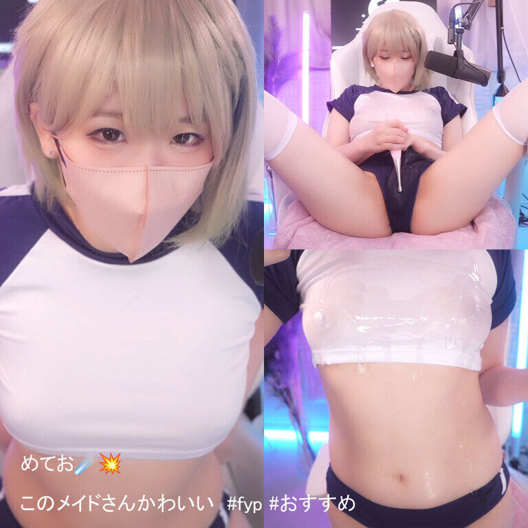 ローションでぐっしょり透け透け♡ブルマ姿で背徳感オナニー♡【天砕めてお/実演オナニー】
