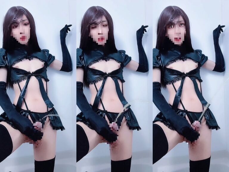 【ファンクラブ加入者全員購入可】レザーメイドコスプレ女装💕オシッコ放尿動画💖💦